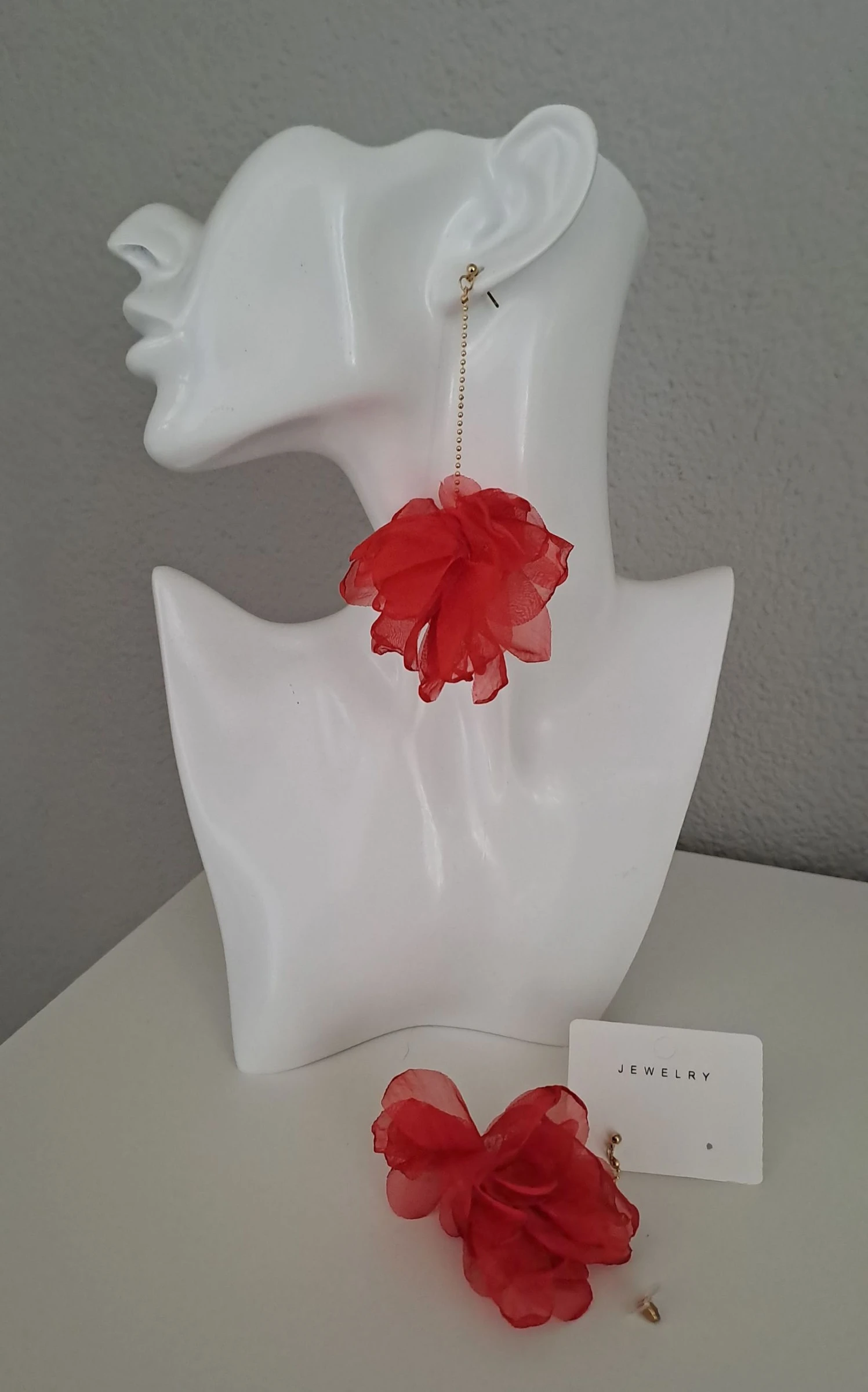 Pendientes colgantes de gasa rojos – photo 2